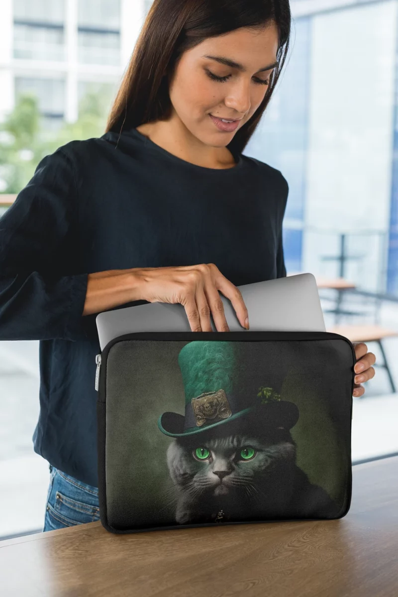 Green Hat Cat for St Patrick's Day Laptop Sleeve 1