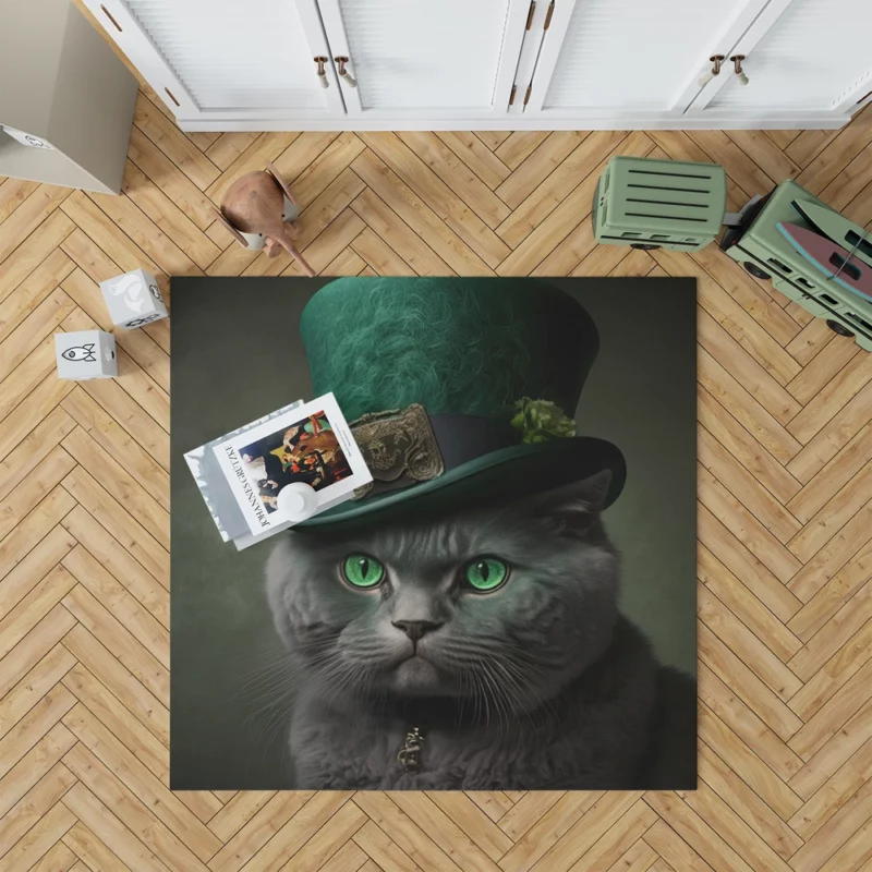 Green Hat Cat for St Patrick's Day Rug