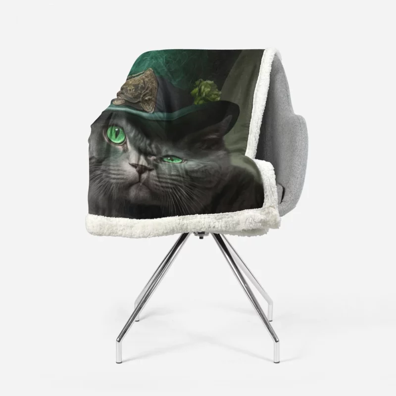 Green Hat Cat for St Patrick's Day Sherpa Fleece Blanket 1