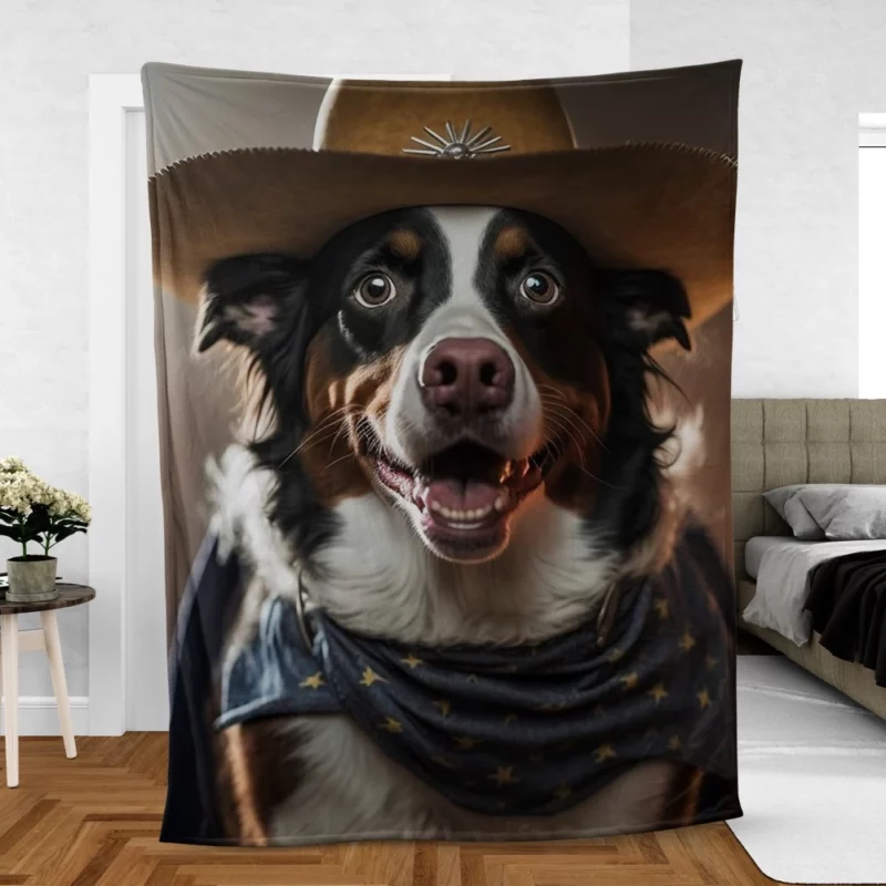 Halloween Cowboy Puppy Statue Fleece Blanket