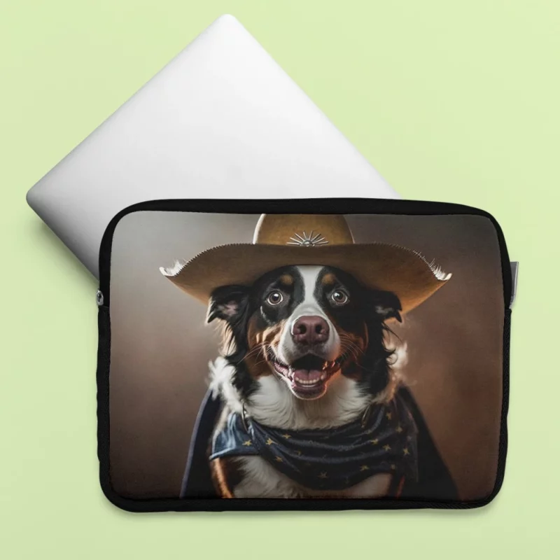 Halloween Cowboy Puppy Statue Laptop Sleeve