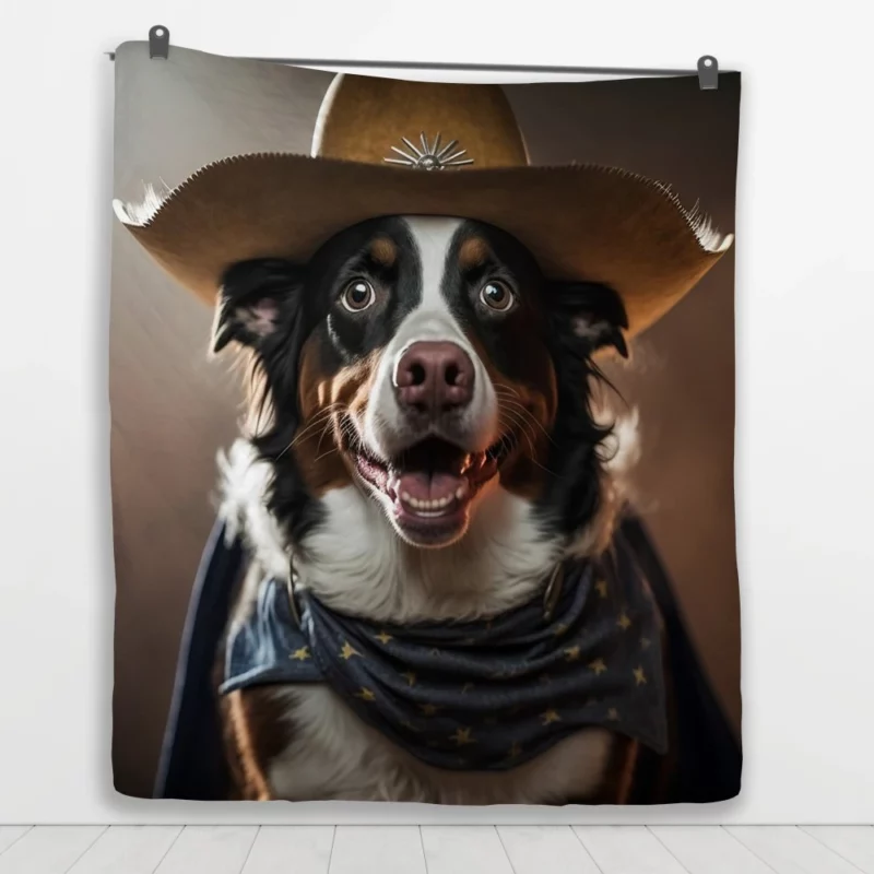 Halloween Cowboy Puppy Statue Quilt Blanket 1
