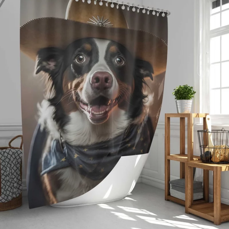 Halloween Cowboy Puppy Statue Shower Curtain