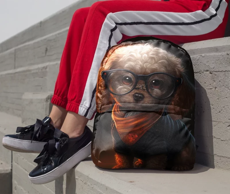 Halloween Spectacled Puppy Costume Print Backpack 1