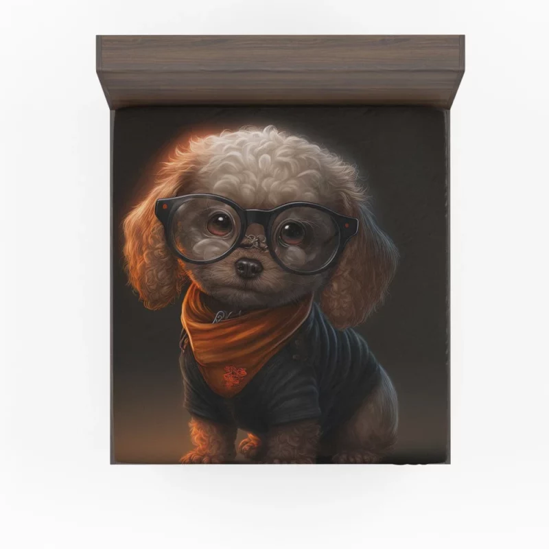 Halloween Spectacled Puppy Costume Print Fitted Sheet