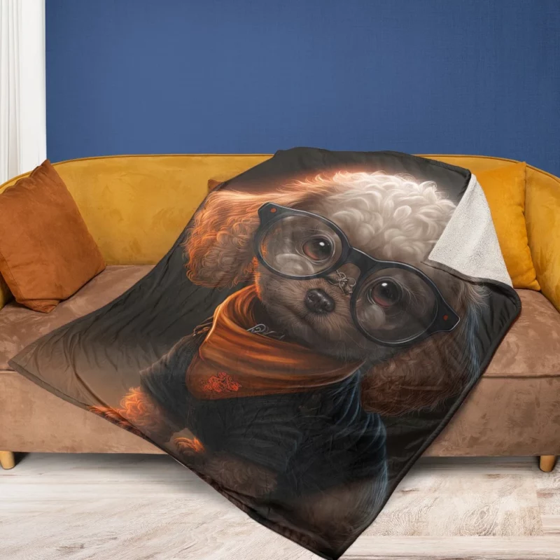 Halloween Spectacled Puppy Costume Print Fleece Blanket 1