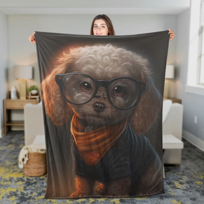 Halloween Spectacled Puppy Costume Print Fleece Blanket 2