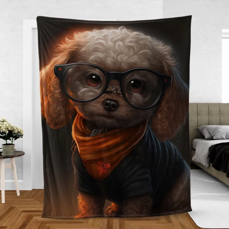 Halloween Spectacled Puppy Costume Print Fleece Blanket