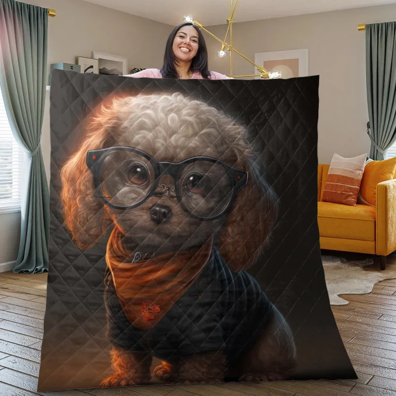 Halloween Spectacled Puppy Costume Print Quilt Blanket