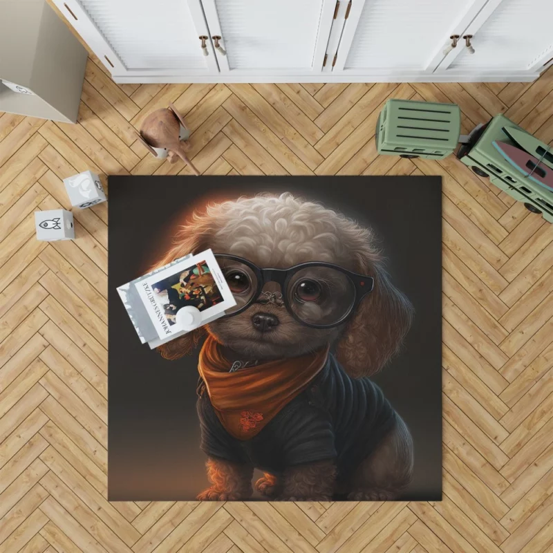 Halloween Spectacled Puppy Costume Print Rug