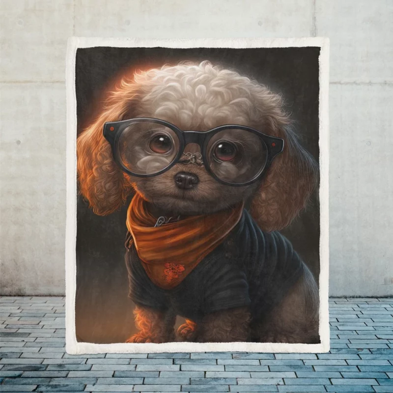 Halloween Spectacled Puppy Costume Print Sherpa Fleece Blanket