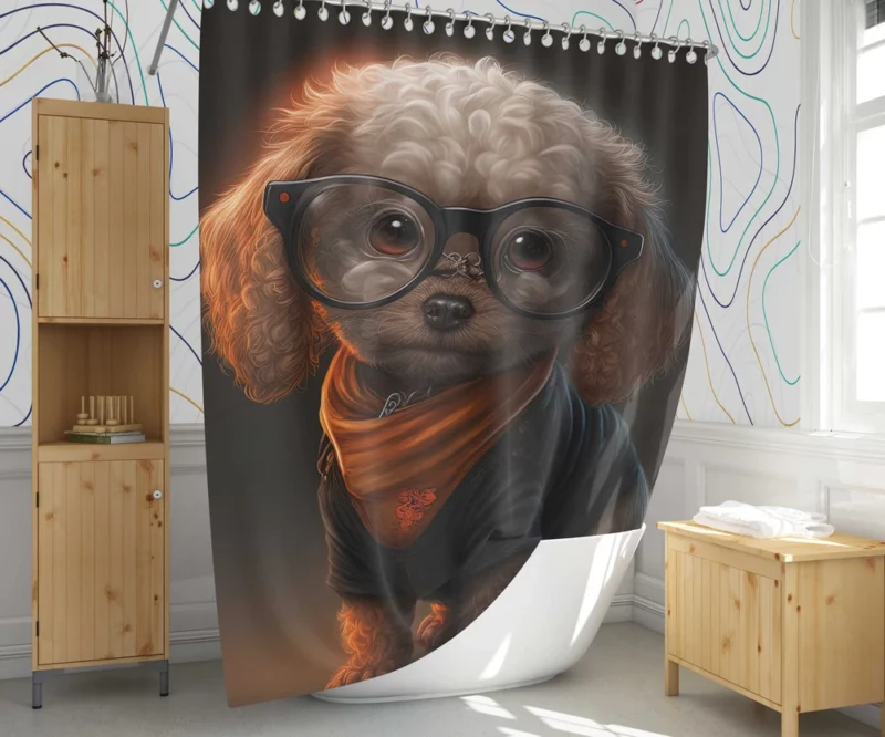 Halloween Spectacled Puppy Costume Print Shower Curtain 1