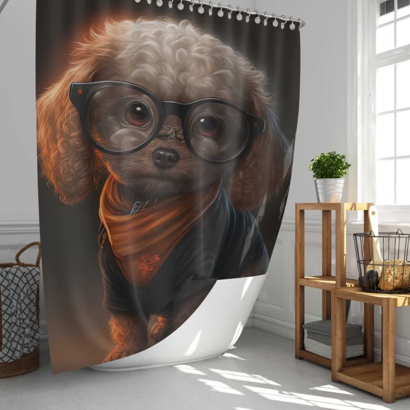 Halloween Spectacled Puppy Costume Print Shower Curtain