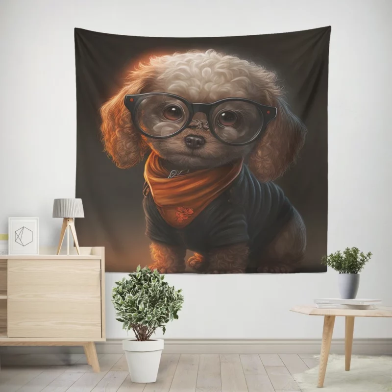 Halloween Spectacled Puppy Costume Print Wall Tapestry