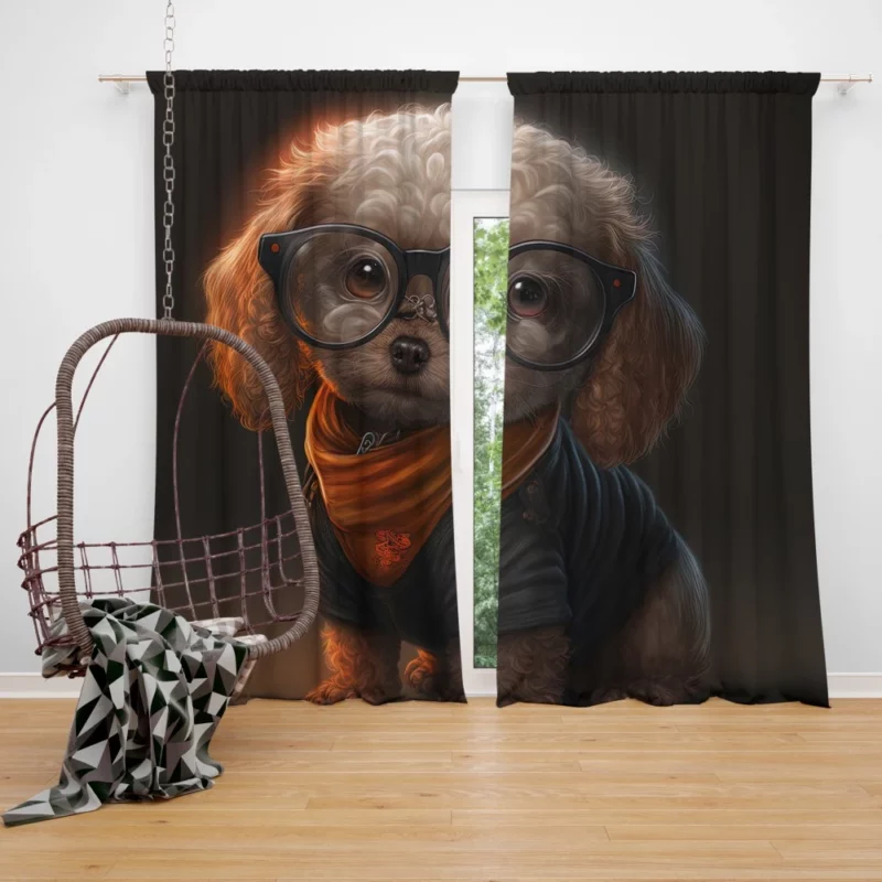 Halloween Spectacled Puppy Costume Print Window Curtain