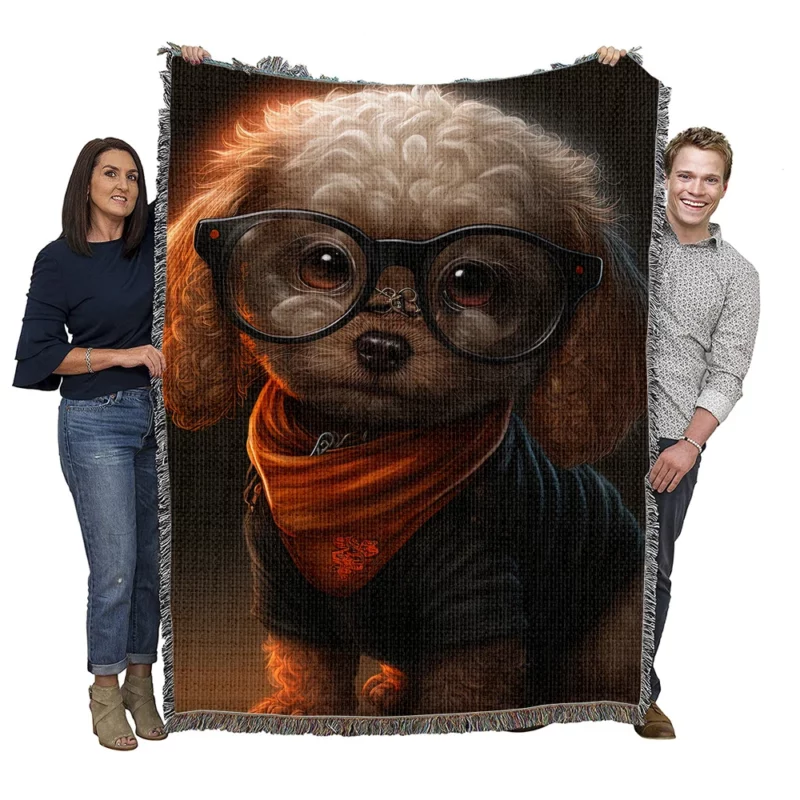 Halloween Spectacled Puppy Costume Print Woven Blanket