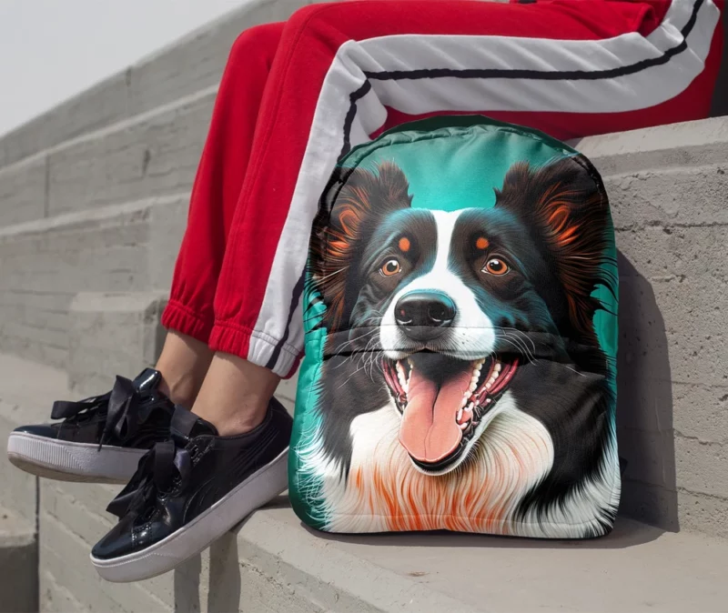 Happy Border Collie Portrait Print Backpack 1