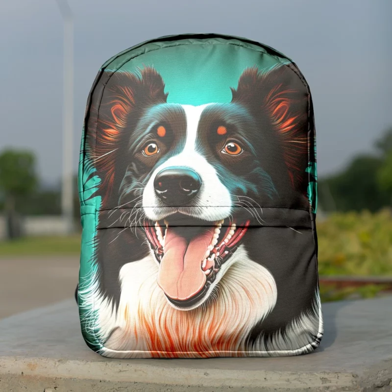 Happy Border Collie Portrait Print Backpack