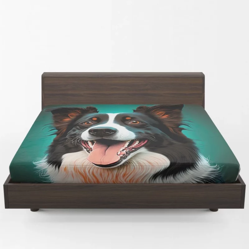 Happy Border Collie Portrait Print Fitted Sheet 1