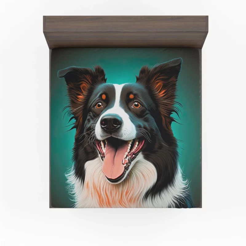 Happy Border Collie Portrait Print Fitted Sheet