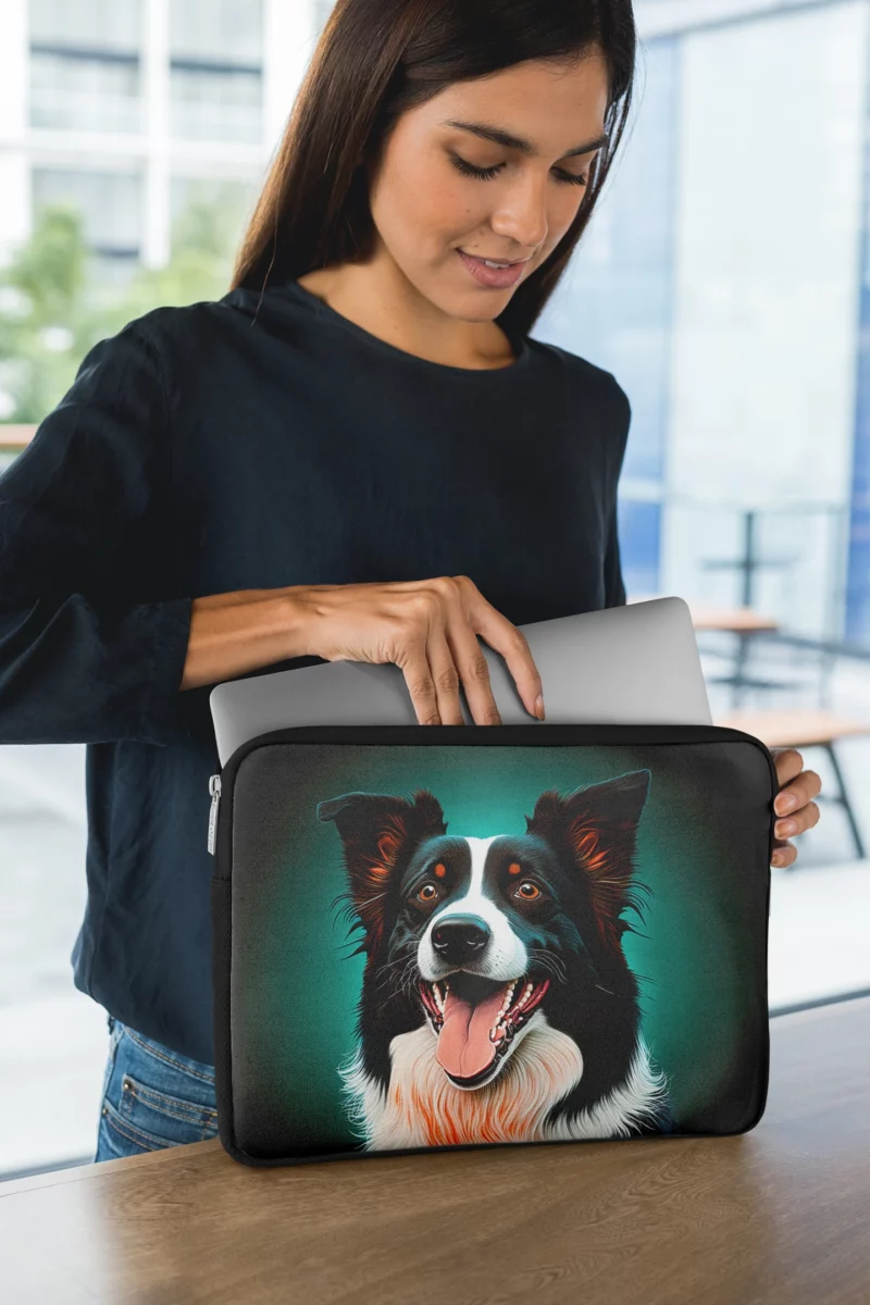 Happy Border Collie Portrait Print Laptop Sleeve 1