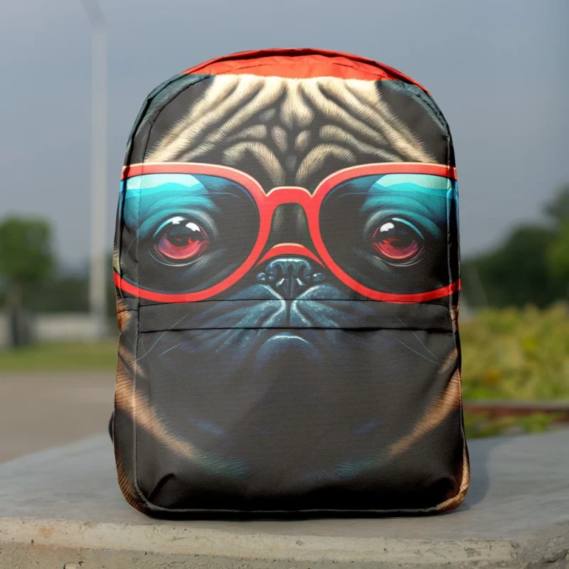 Heart Sunglasses Pug Print Backpack