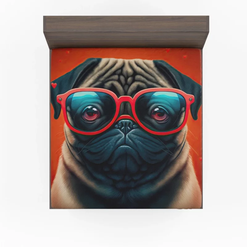 Heart Sunglasses Pug Print Fitted Sheet