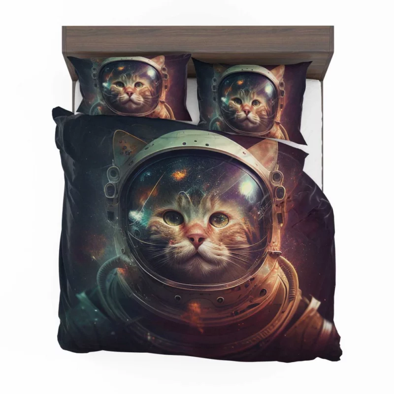 Helmet-Wearing Space Suit Cat Bedding Set 2