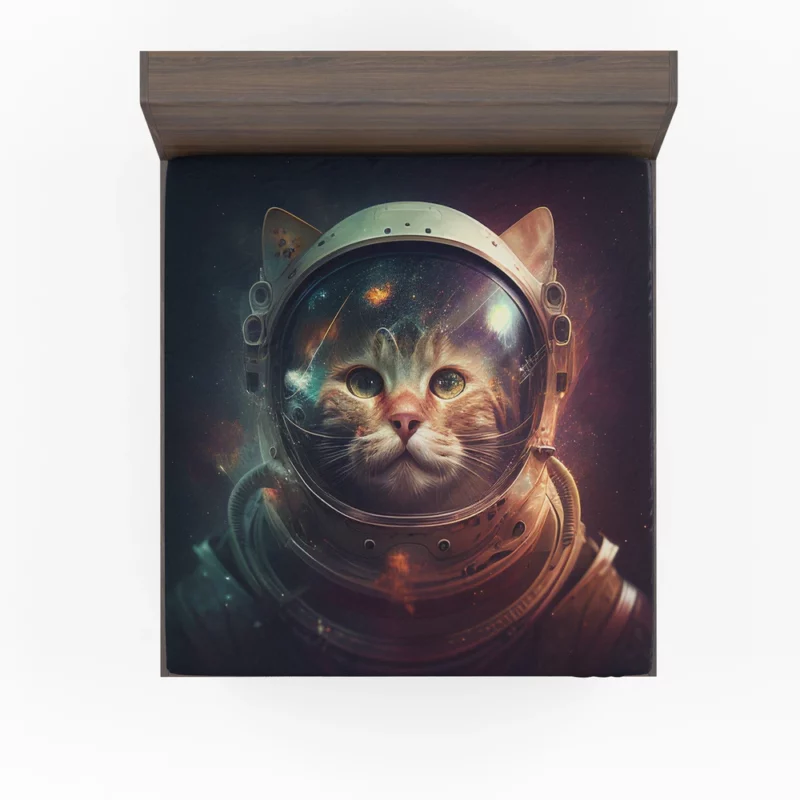 Helmet-Wearing Space Suit Cat Fitted Sheet