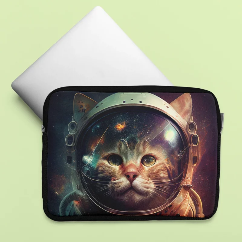 Helmet-Wearing Space Suit Cat Laptop Sleeve