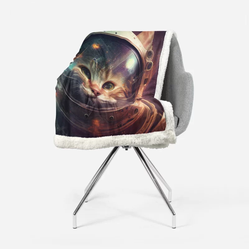 Helmet-Wearing Space Suit Cat Sherpa Fleece Blanket 1