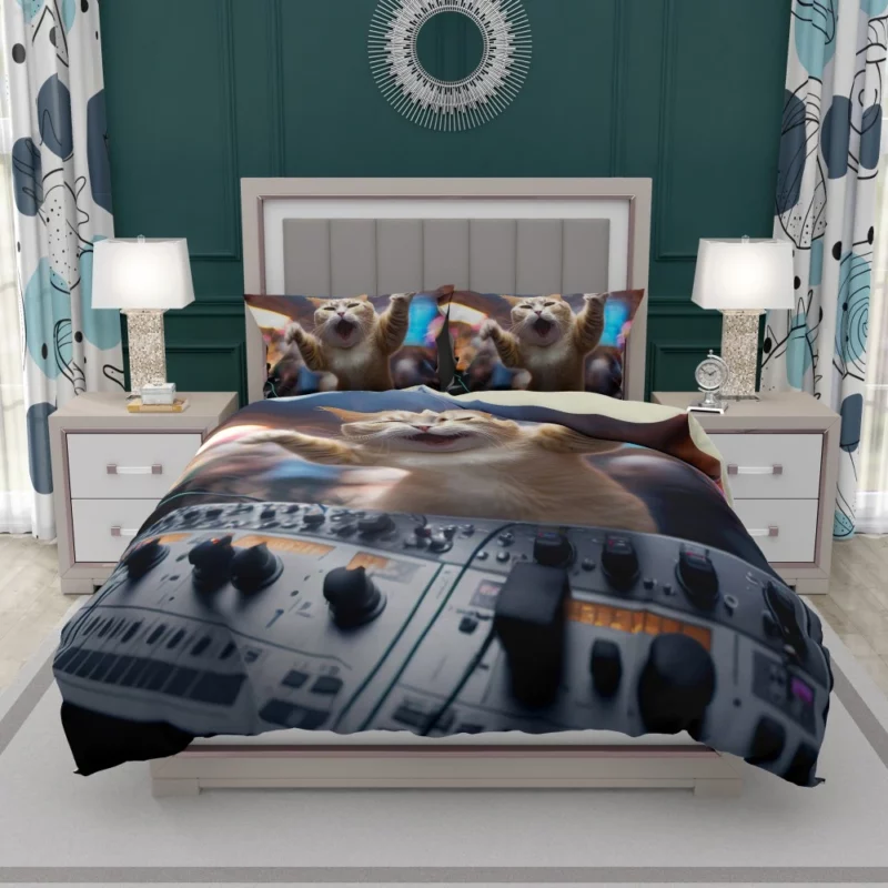 Hero Cat DJ Makes Crowd Go Crazy Bedding Set 1