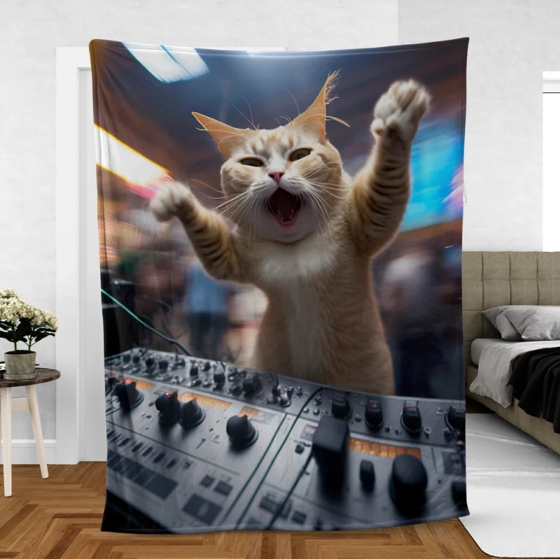 Hero Cat DJ Makes Crowd Go Crazy Fleece Blanket