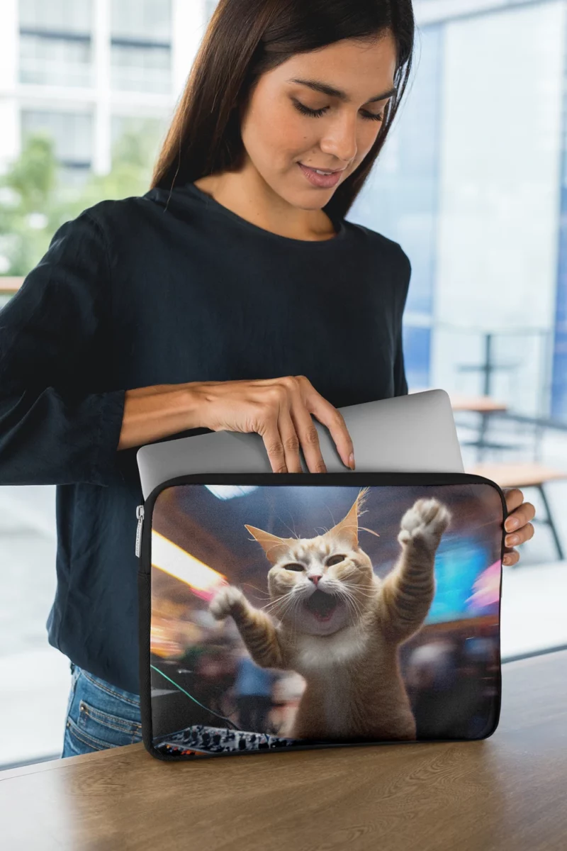 Hero Cat DJ Makes Crowd Go Crazy Laptop Sleeve 1