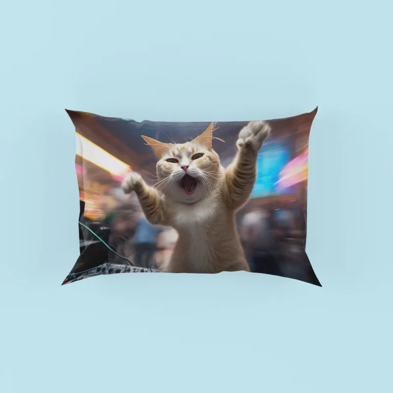 Hero Cat DJ Makes Crowd Go Crazy Pillow Cases