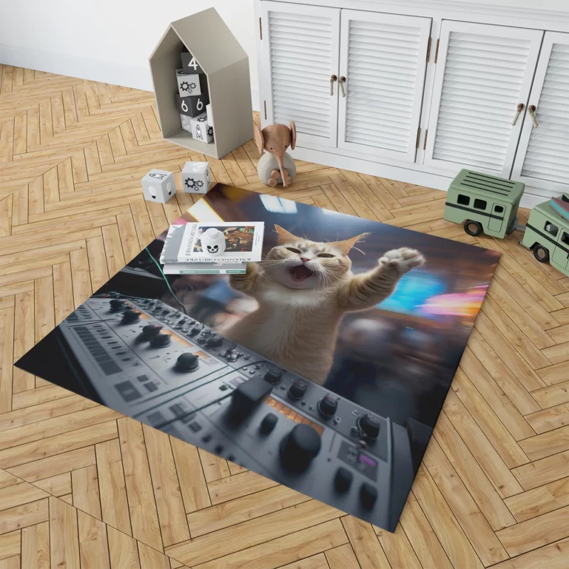 Hero Cat DJ Makes Crowd Go Crazy Rug 1