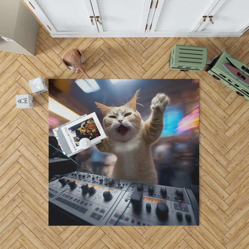 Hero Cat DJ Makes Crowd Go Crazy Rug