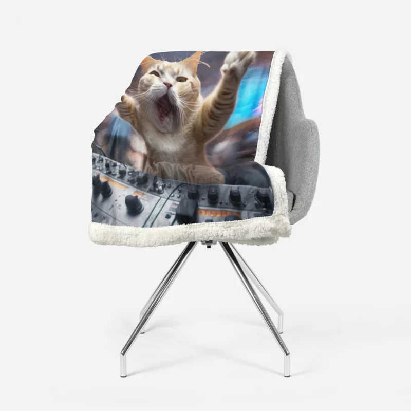 Hero Cat DJ Makes Crowd Go Crazy Sherpa Fleece Blanket 1