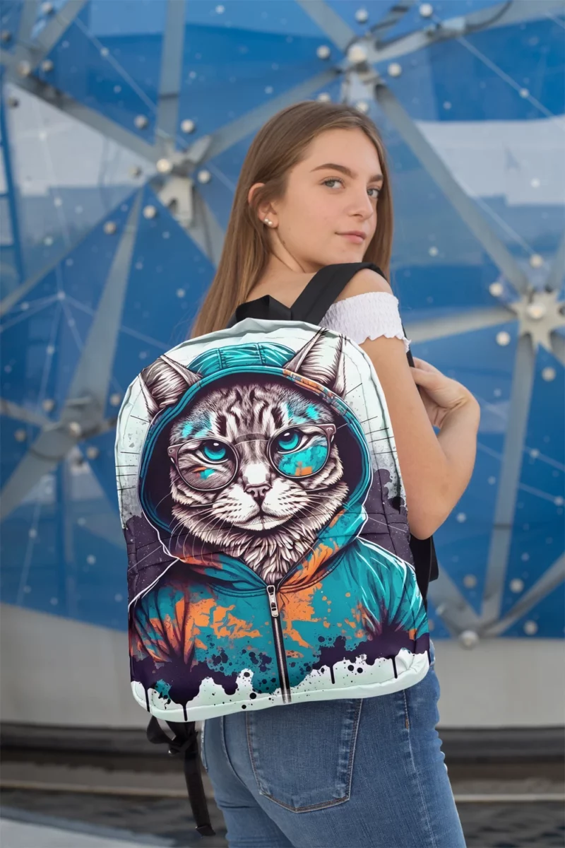 Hipster Pop Art Cat Illustration Backpack 2