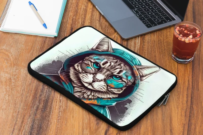 Hipster Pop Art Cat Illustration Laptop Sleeve 2