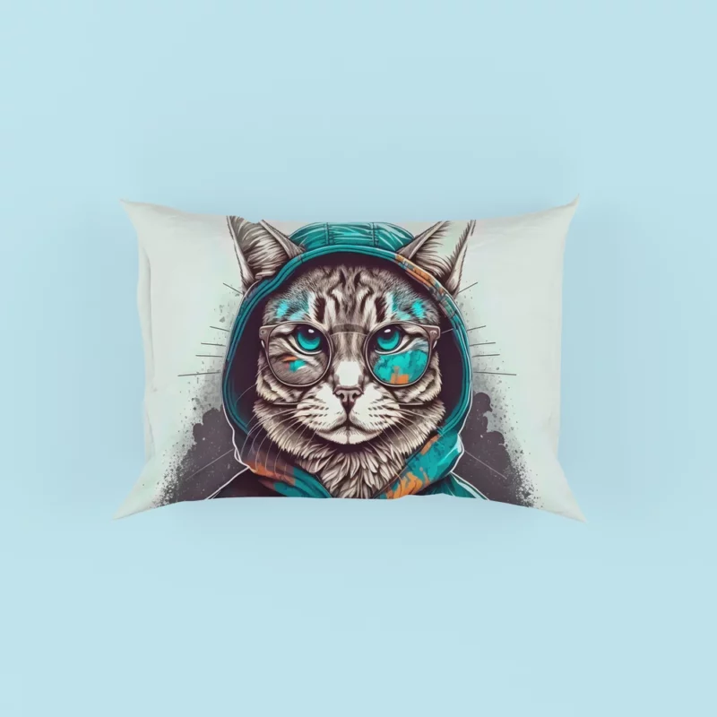 Hipster Pop Art Cat Illustration Pillow Cases