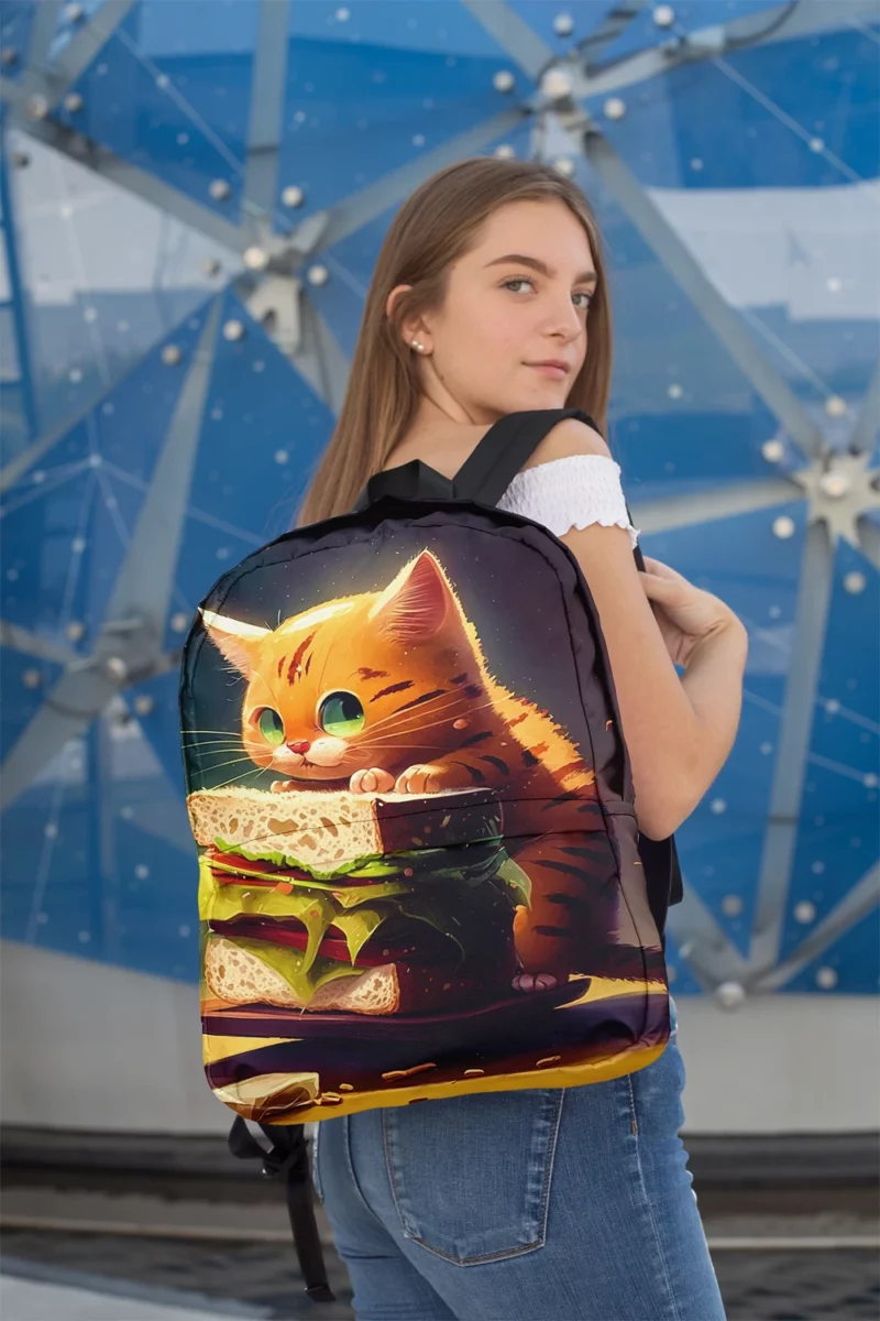 Hungry Cat with Big Sandwich Backpack 2