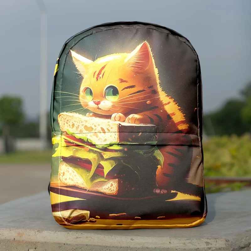 Hungry Cat with Big Sandwich Backpack