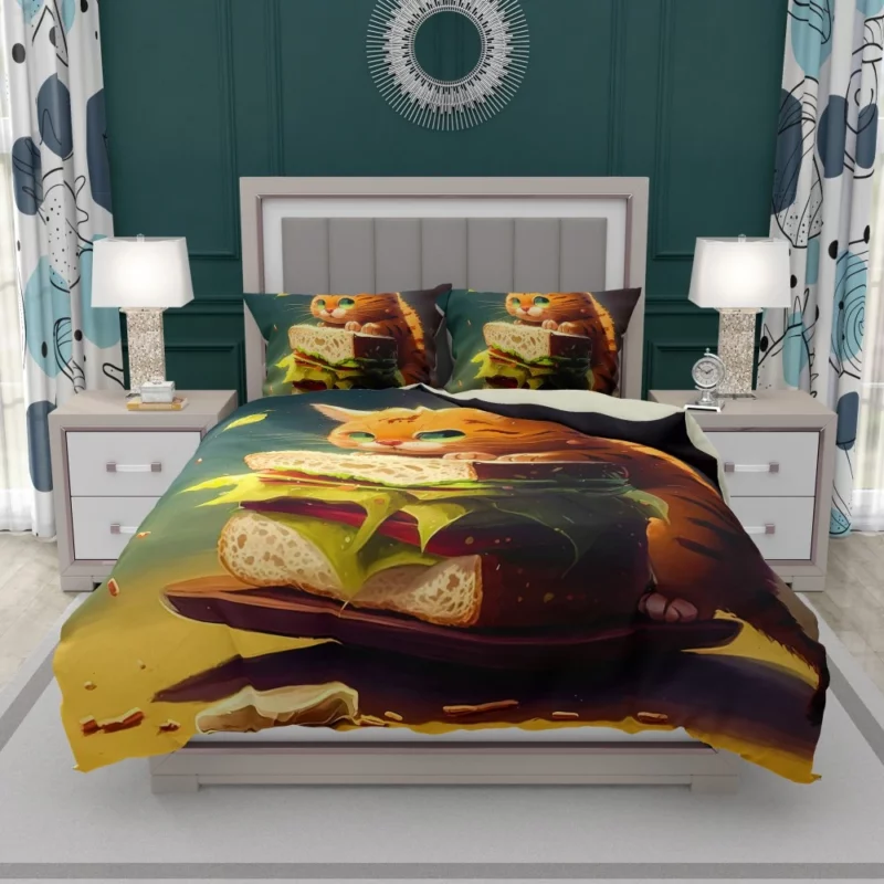 Hungry Cat with Big Sandwich Bedding Set 1