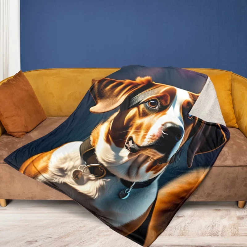 I Love Dogs Collar Painting Print Fleece Blanket 1