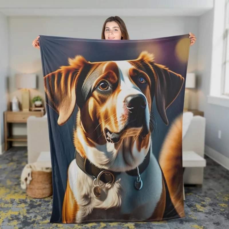 I Love Dogs Collar Painting Print Fleece Blanket 2