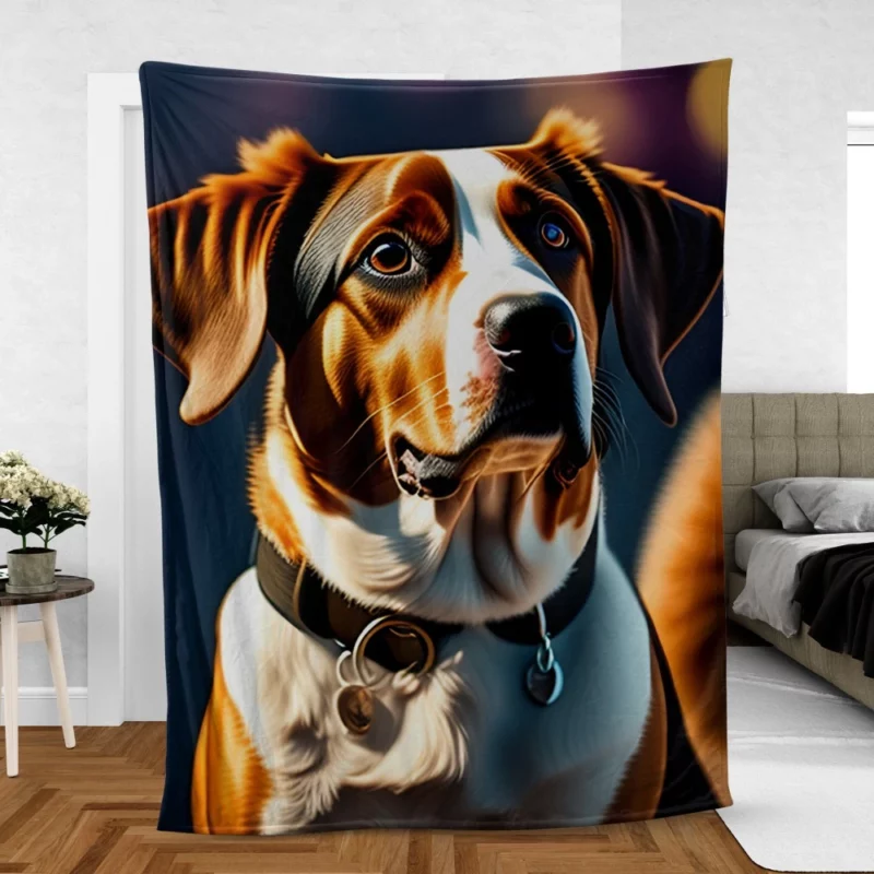 I Love Dogs Collar Painting Print Fleece Blanket