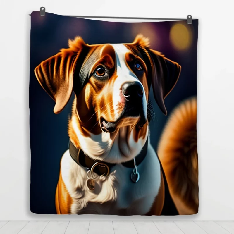 I Love Dogs Collar Painting Print Quilt Blanket 1