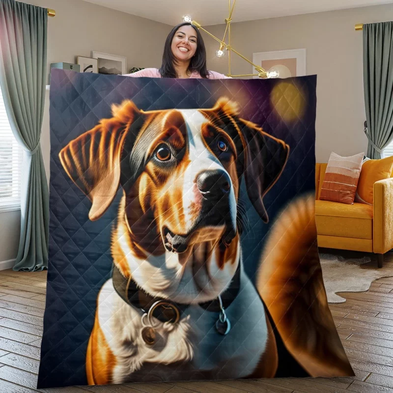 I Love Dogs Collar Painting Print Quilt Blanket