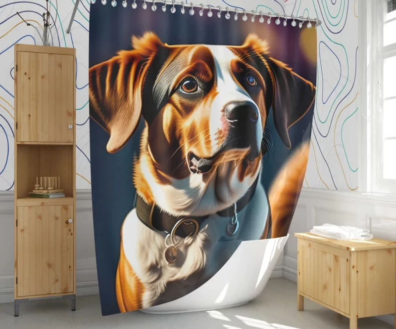 I Love Dogs Collar Painting Print Shower Curtain 1